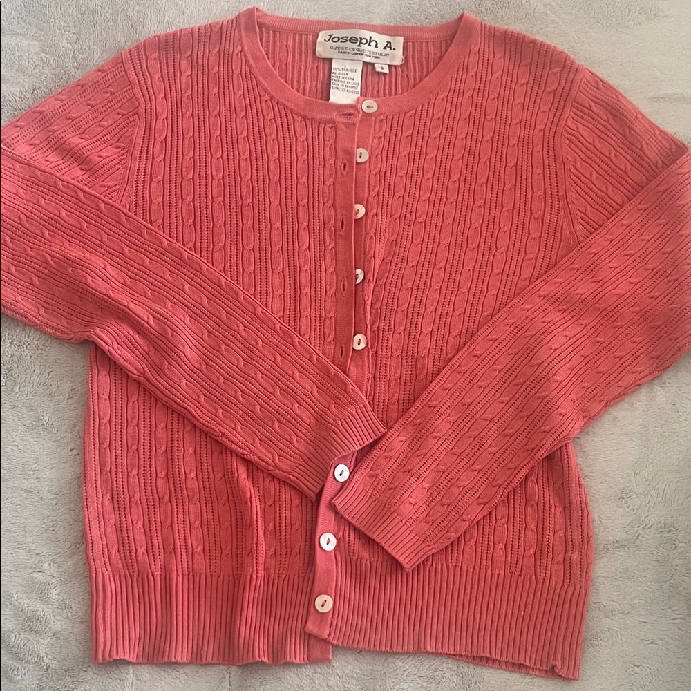 Joseph A Coral Button-Up Cardigan